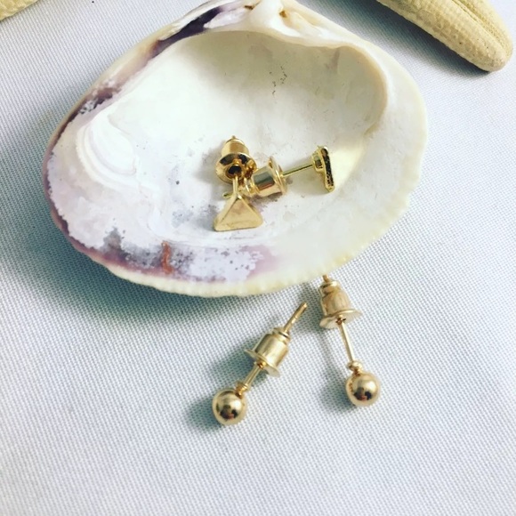 Designs by 17KM Gold Triangle Stud Earring Set - Picture 2 of 4